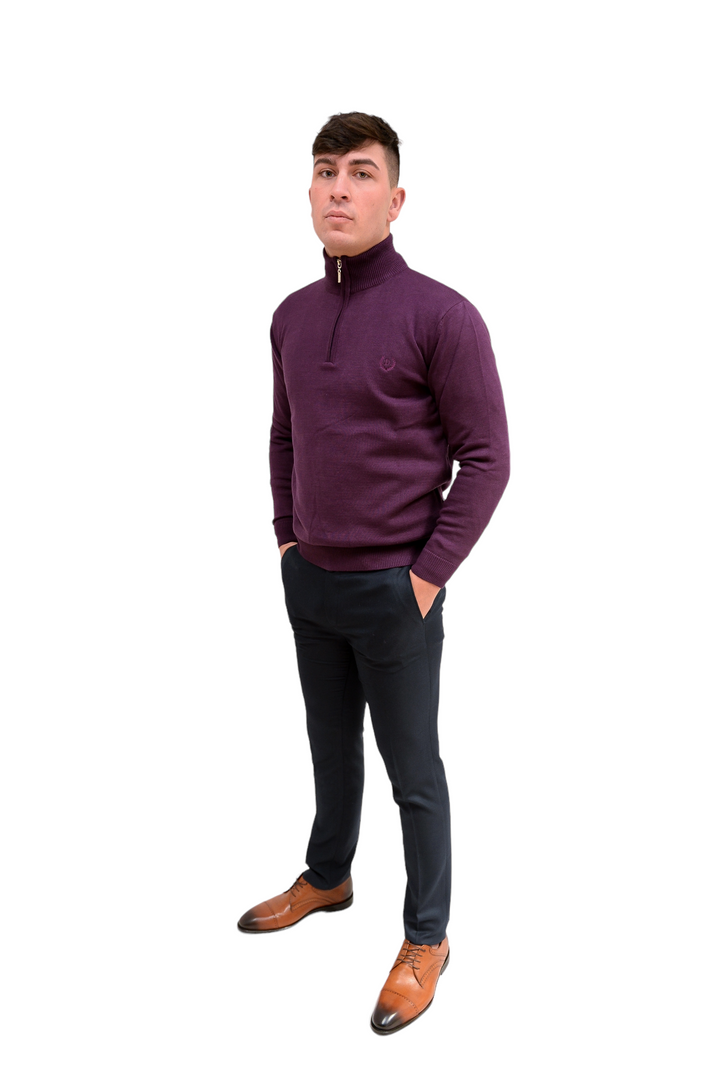 Purple Light Knit 1/4 Zip Jumper