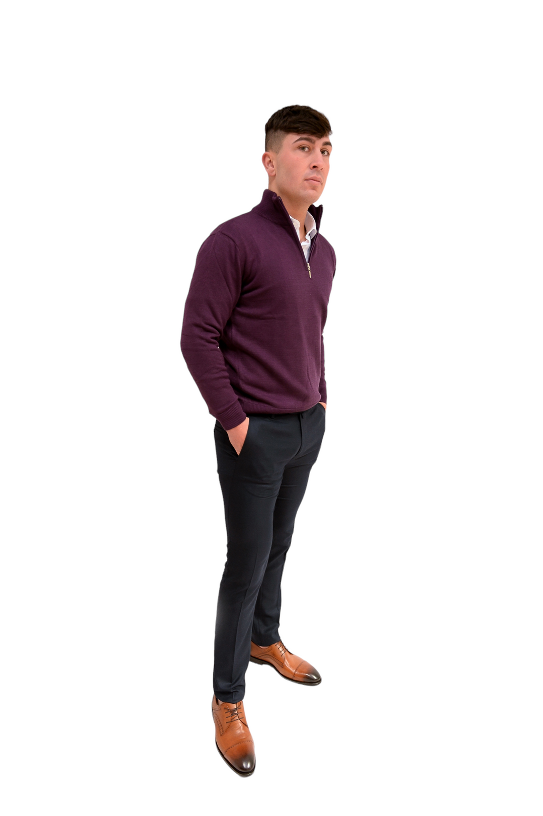 Purple Light Knit 1/4 Zip Jumper
