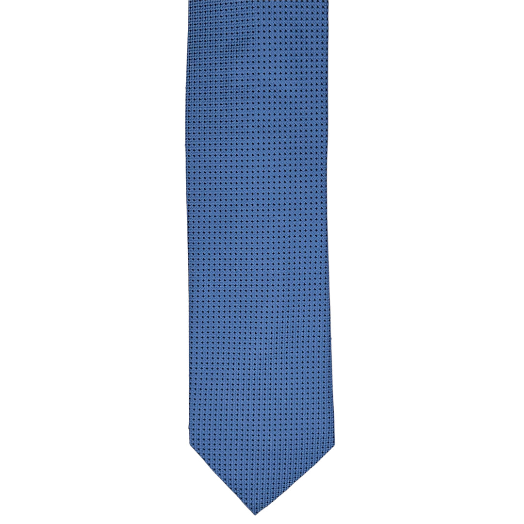 Blue Navy Print Tie and Pocket Square