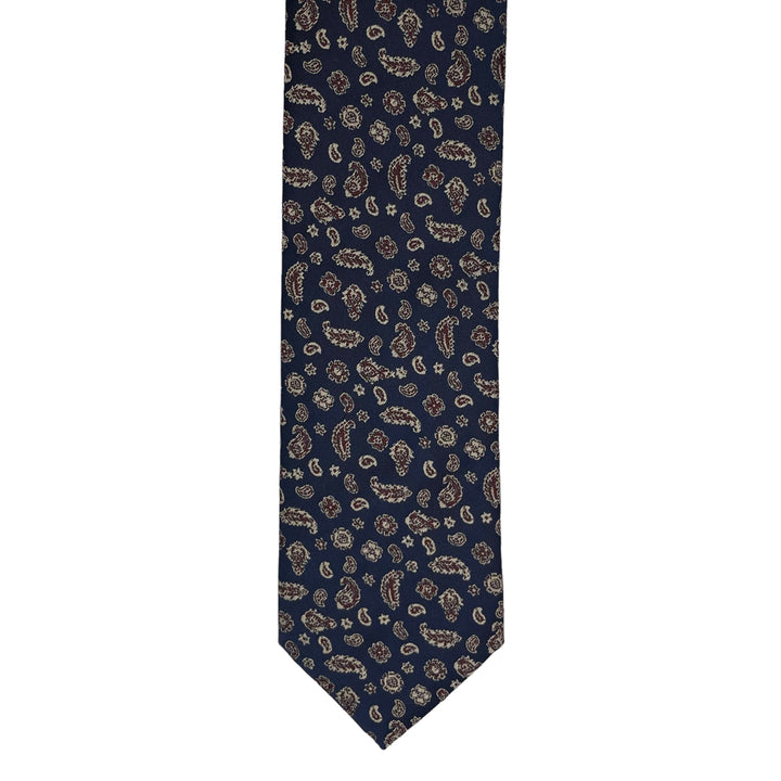Navy Burdundy Paisley Print Tie and Pocket Square