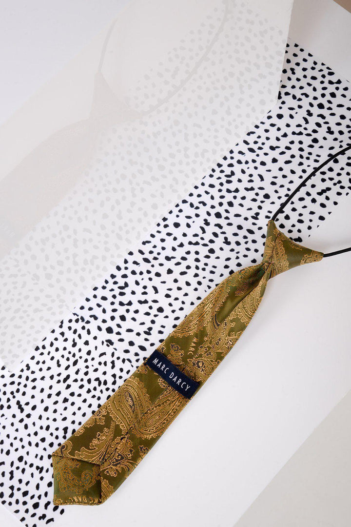 Children's Gold Tan Paisley Print Tie