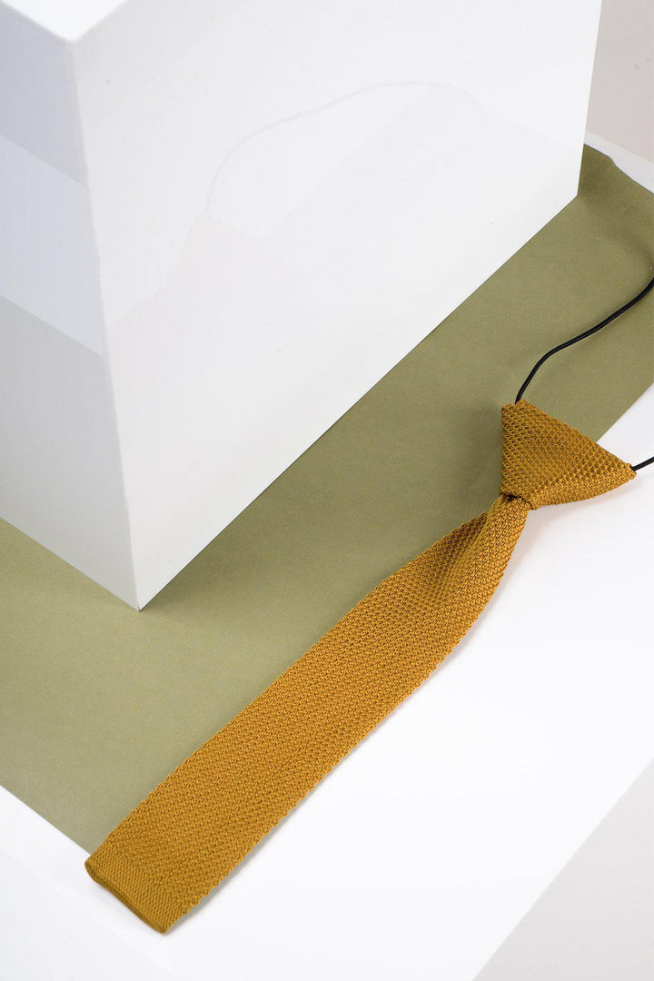 Children's Knitted Tie In Gold