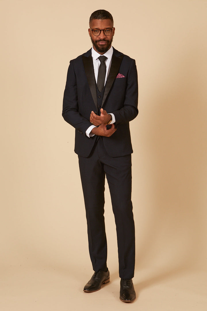 Dalton Navy Tux Lapel Diamond Three Piece Suit