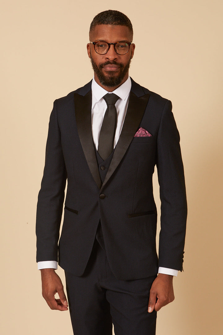 Dalton Navy Tux Lapel Diamond Three Piece Suit