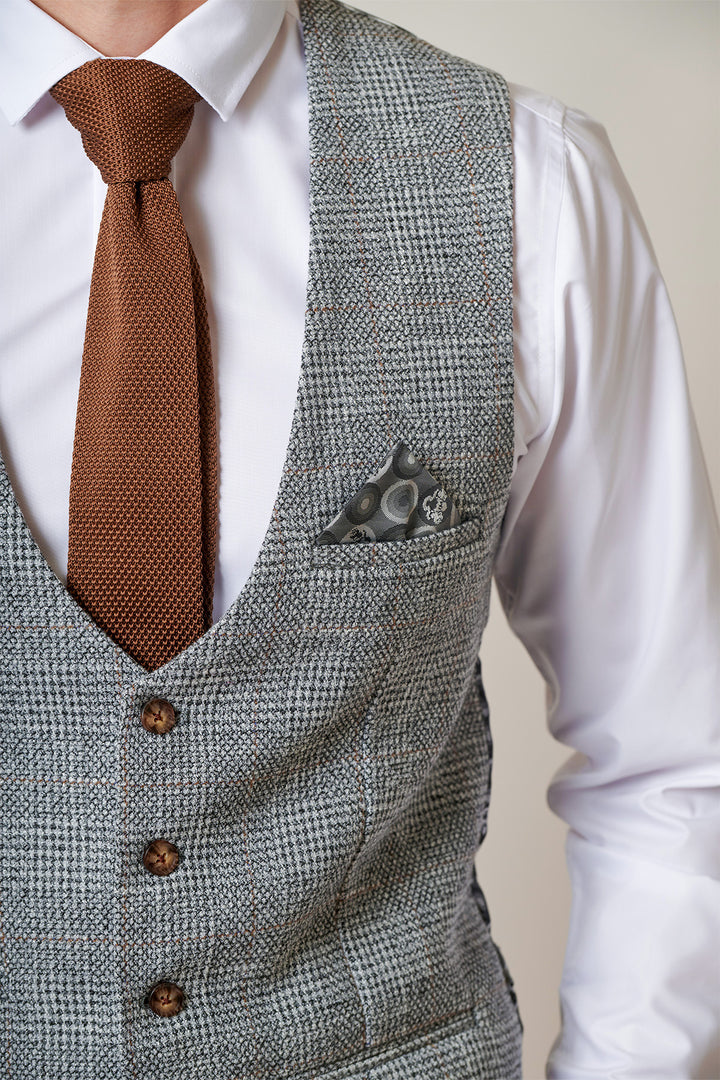 Kris Silver Grey Check Tweed Three Piece Suit