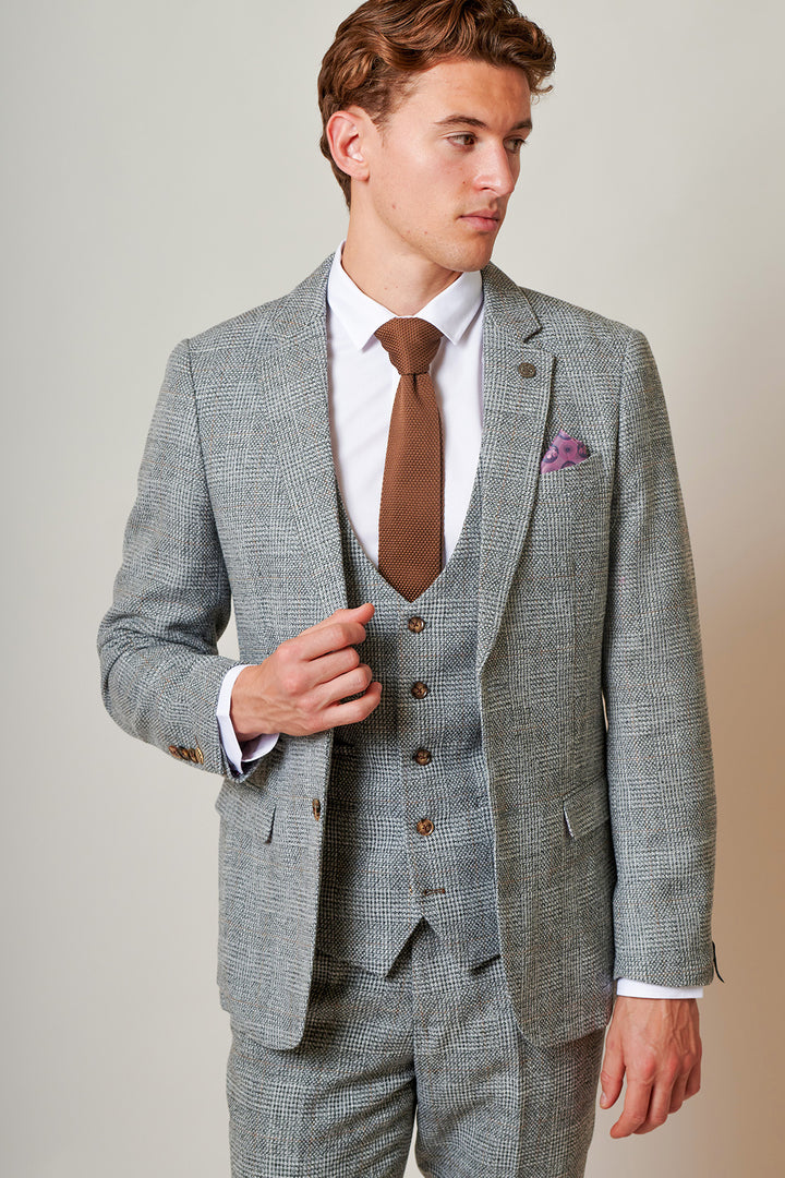 Kris Silver Grey Check Tweed Three Piece Suit