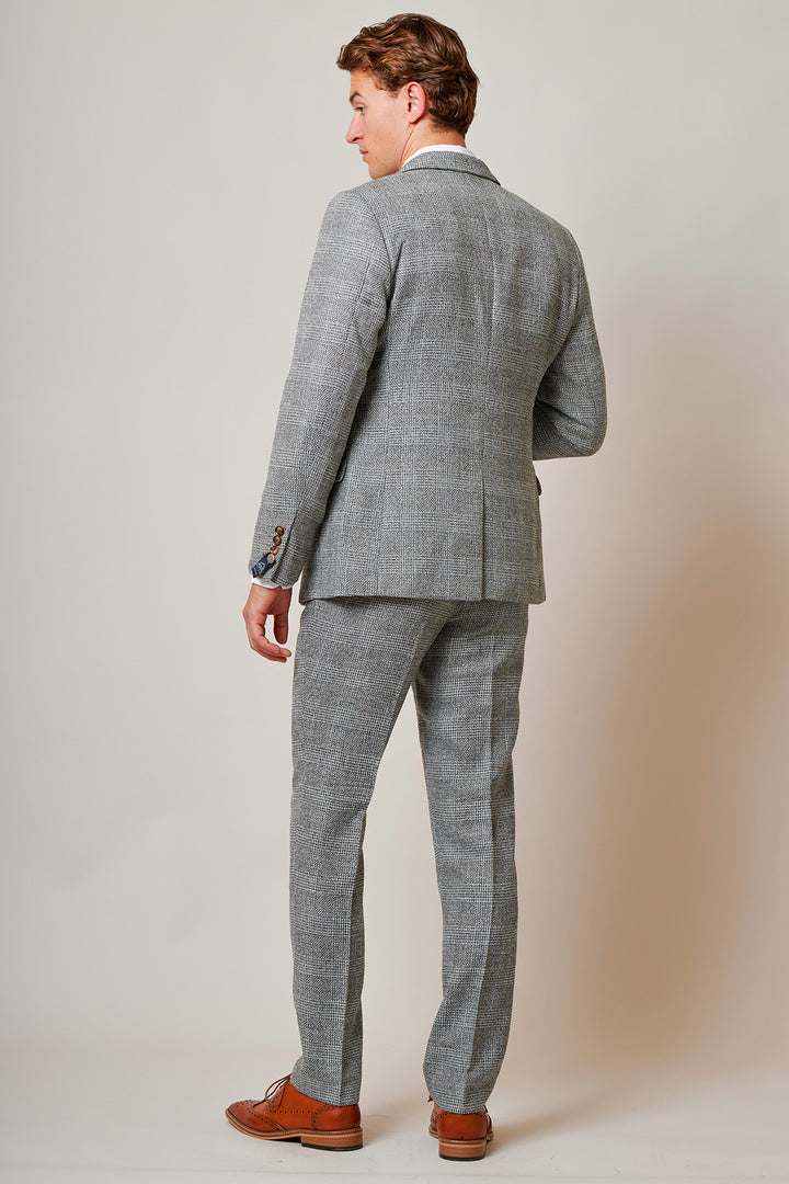 Kris Silver Grey Check Tweed Three Piece Suit