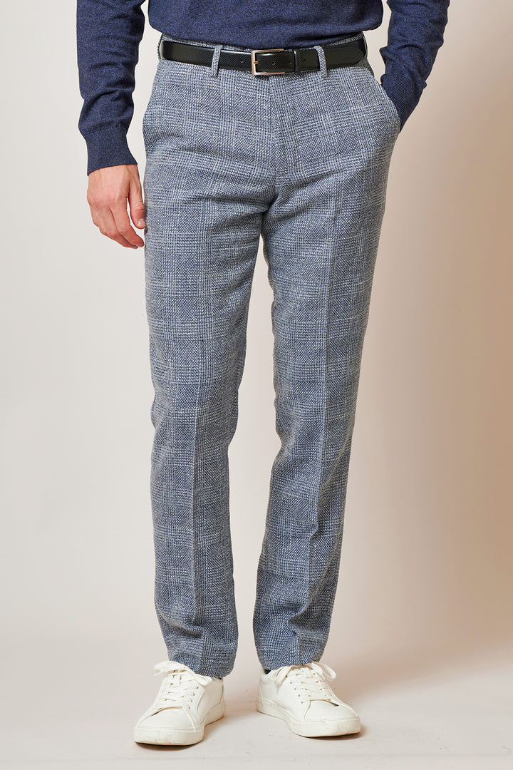 Kris Sky Blue Check Tweed Three Piece Suit
