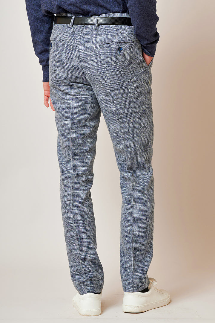 Kris Sky Blue Check Tweed Three Piece Suit