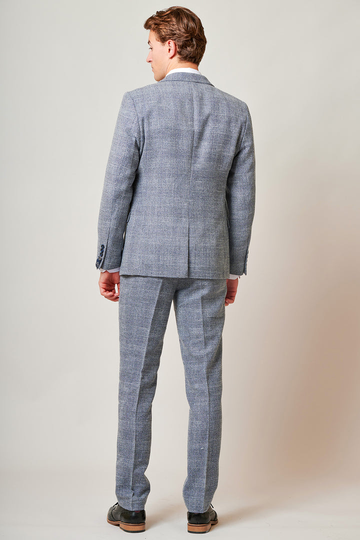 Kris Sky Blue Check Tweed Three Piece Suit