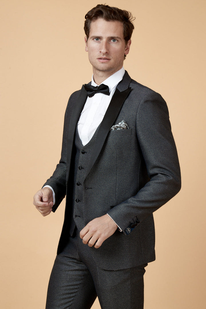 Spencer Charcoal Tux Three Piece Suit