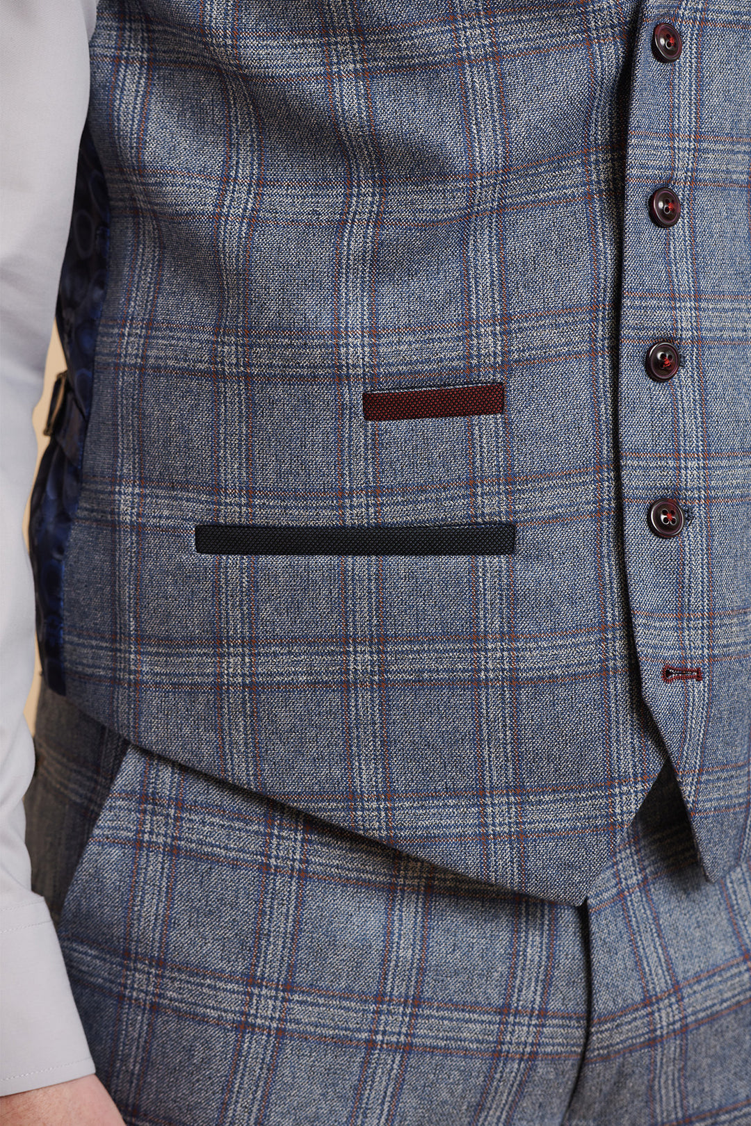 Abbot Blue Check Tweed Waistcoat