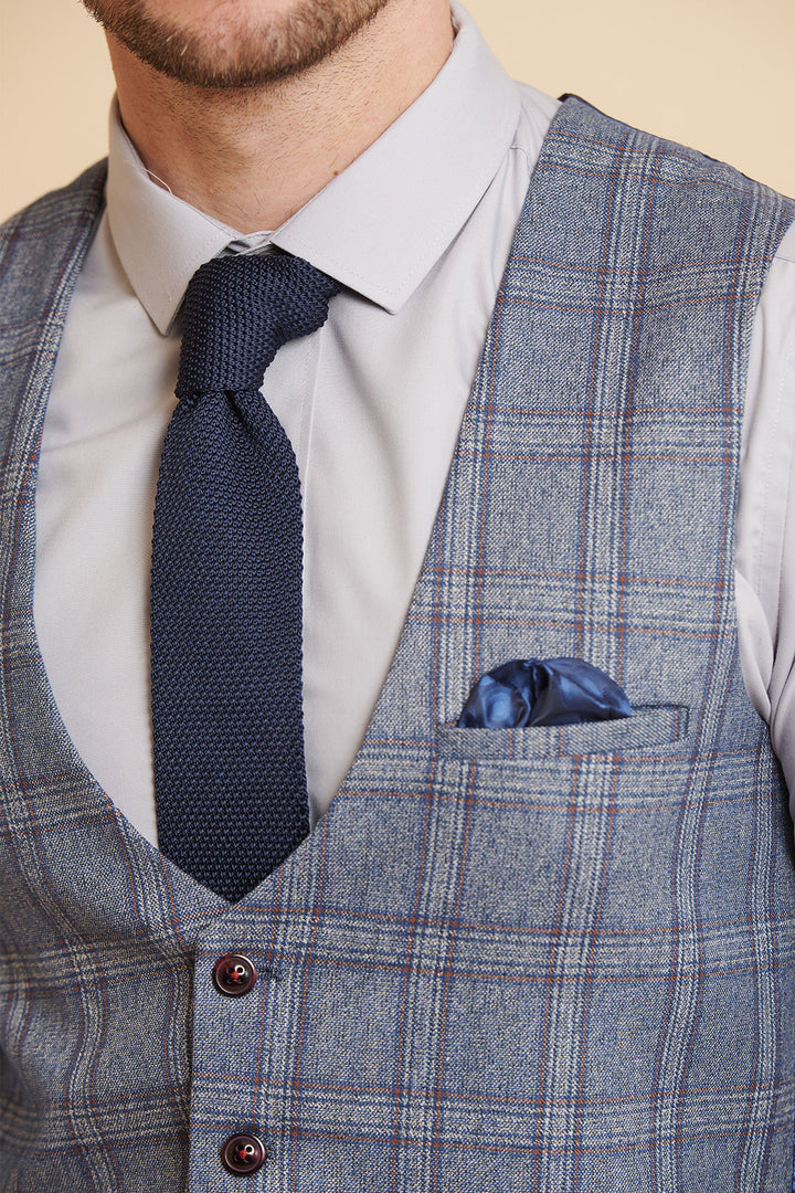 Abbot Blue Check Tweed Waistcoat