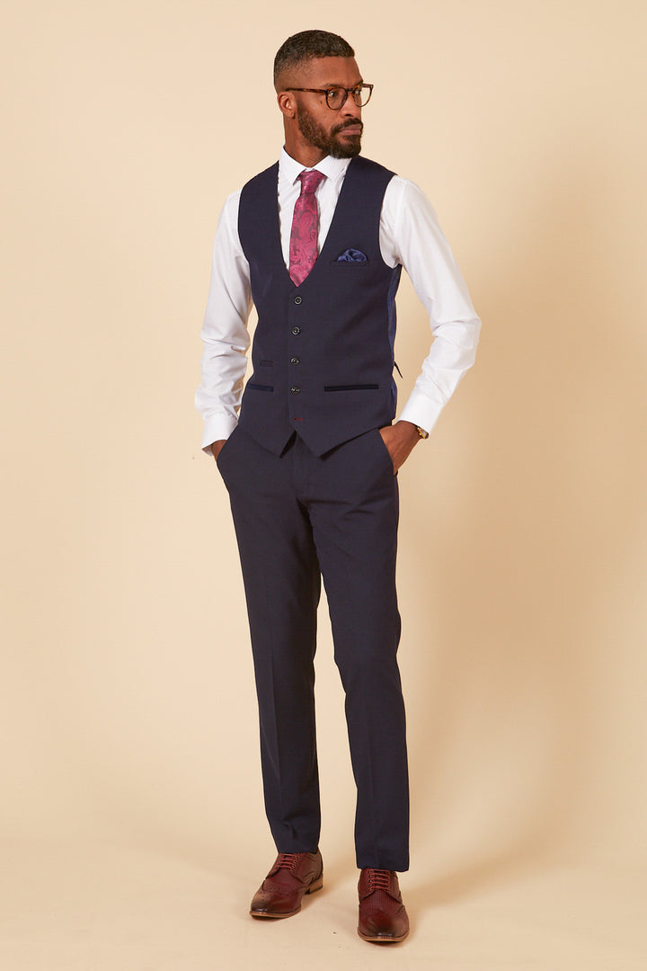 Bromley Navy Check Single Breasted Waistcoat