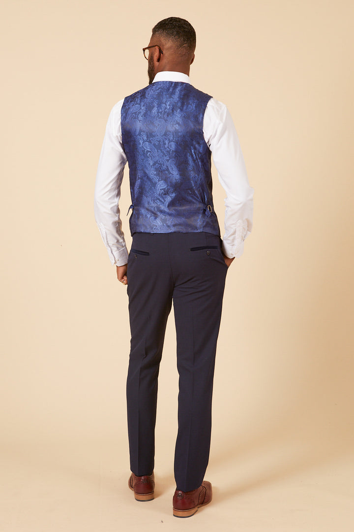 Bromley Navy Check Single Breasted Waistcoat