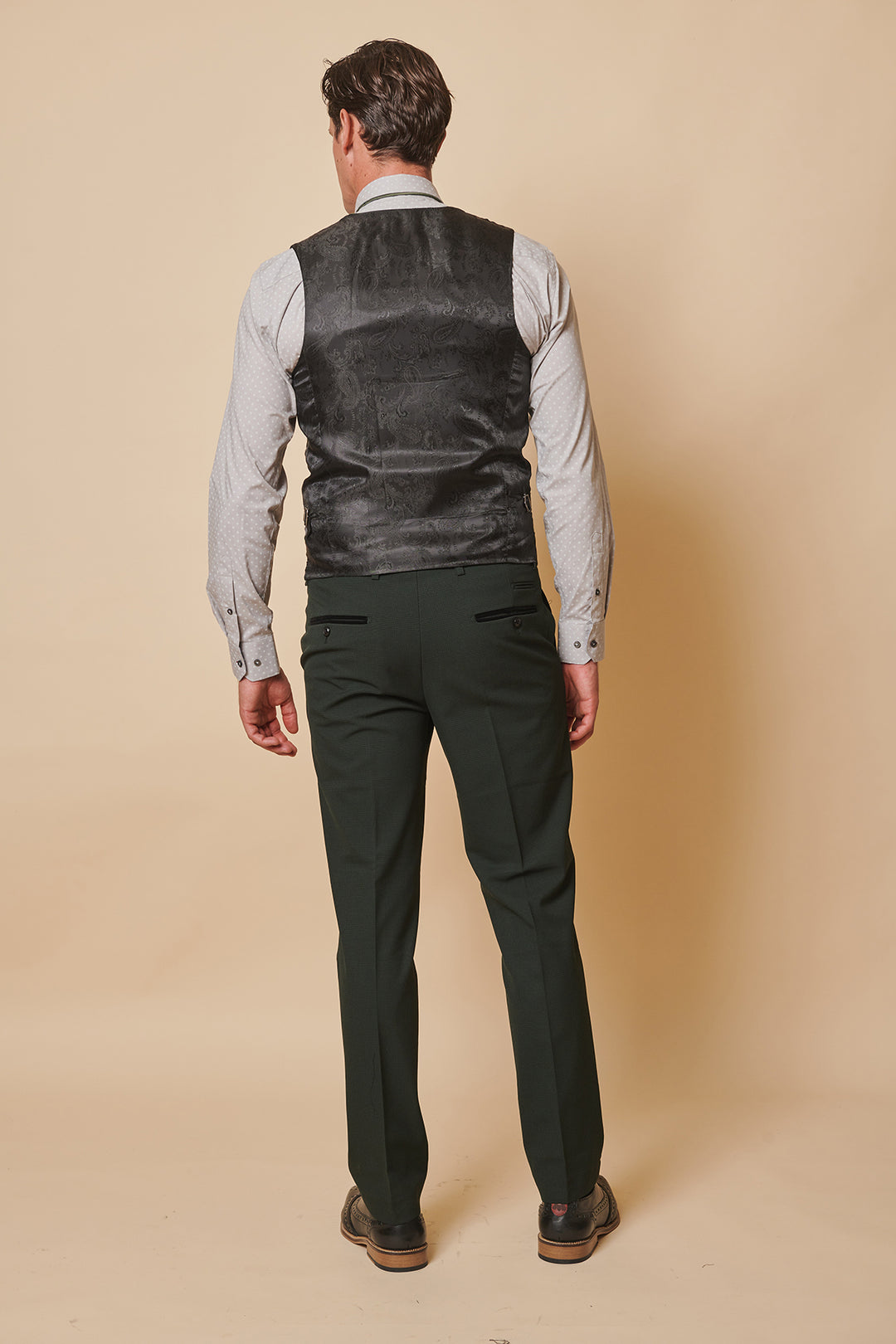 Bromley Olive Check Single Breasted Waistcoat