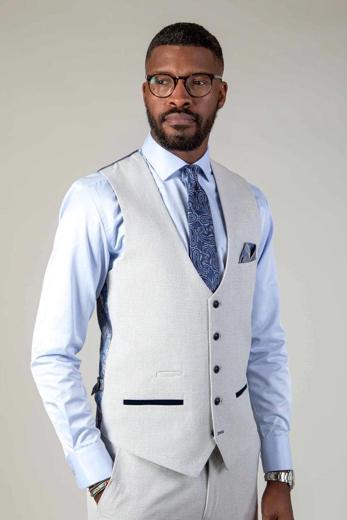 Bromley Stone Check Single Breasted Waistcoat