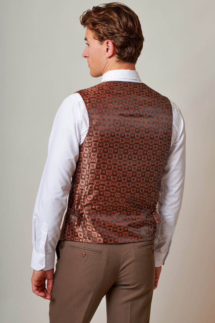 HM5 Tan Tailored Single Breasted Waistcoat