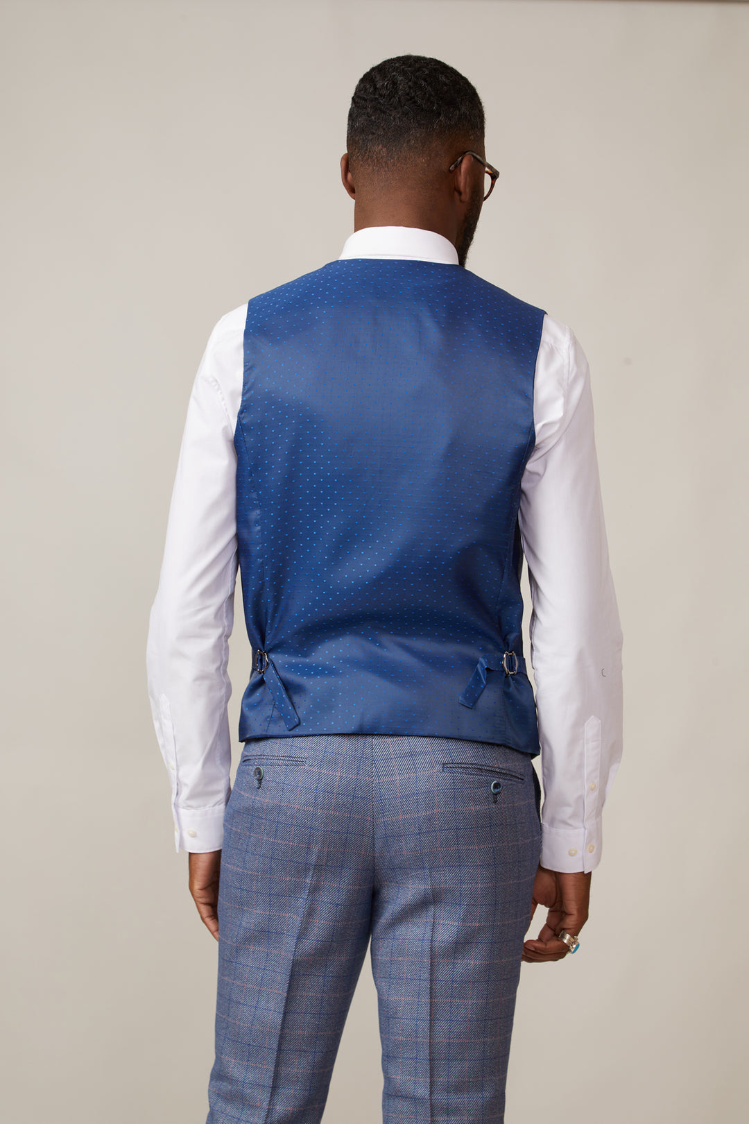 Harry Blue Check Tweed Single Breasted Waistcoat