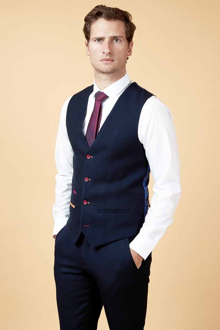 JD4 Navy Contrast Trim Waistcoat