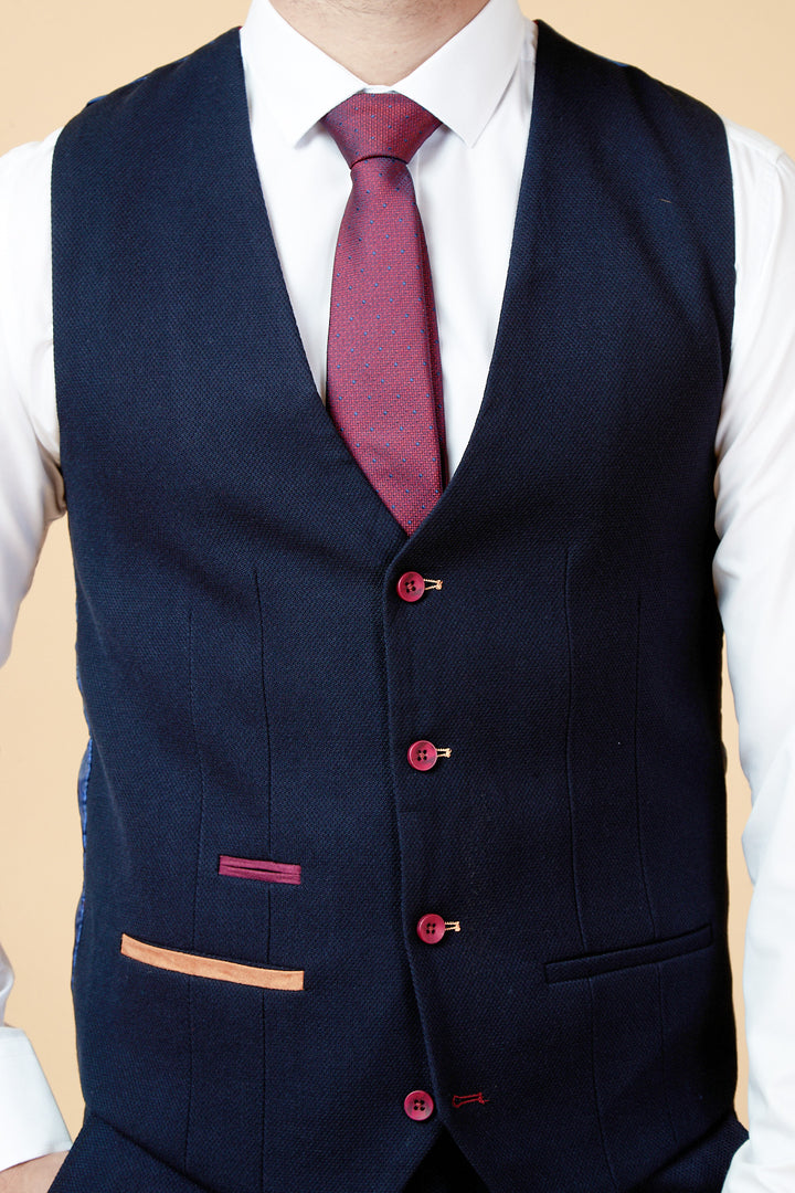 JD4 Navy Contrast Trim Waistcoat