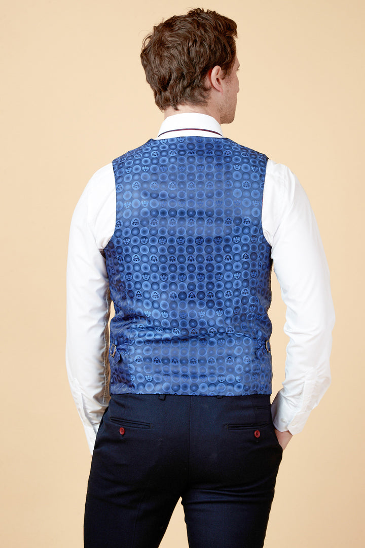 JD4 Navy Contrast Trim Waistcoat