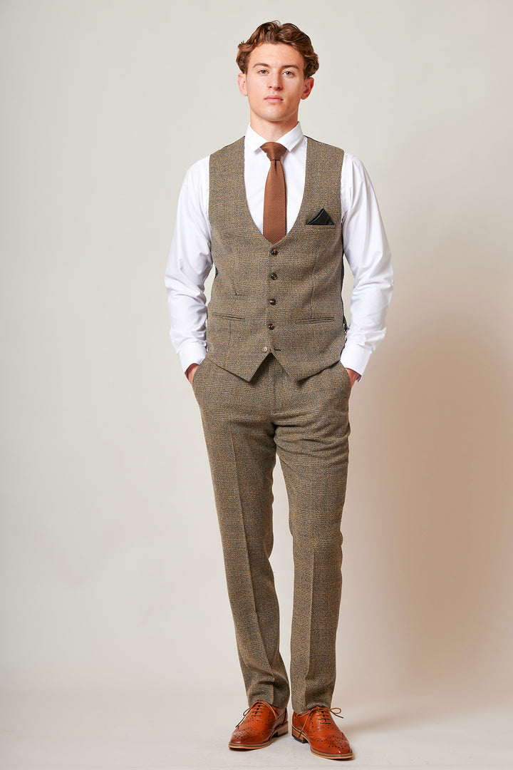 Kris Tan Check Tweed Single Breasted Waistcoat