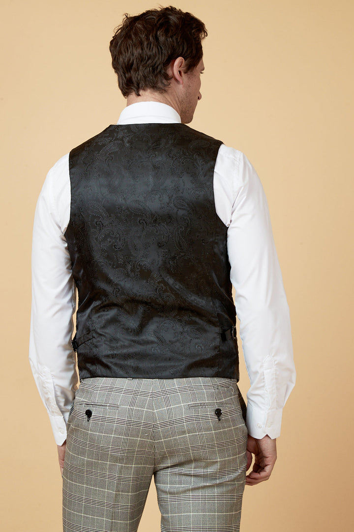 Ross Grey Check Double Breasted Waistcoat