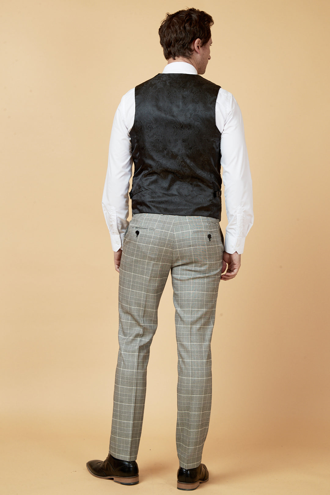 Ross Grey Check Double Breasted Waistcoat