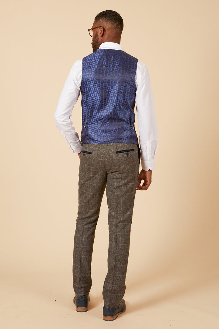 Scott Grey Tweed Check Single Breasted Waistcoat