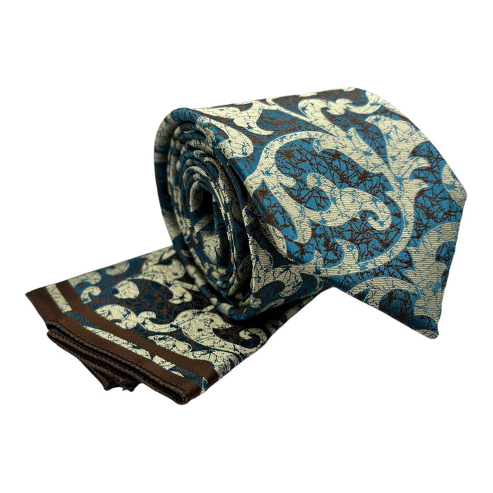 Stone Floral Teal Tie and Pocket Square
