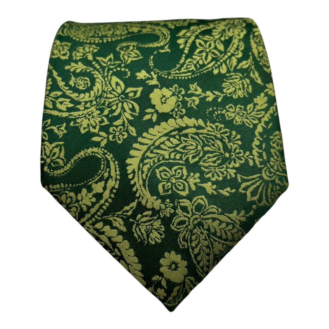 Lime Green Floral Tie and Pocket Square