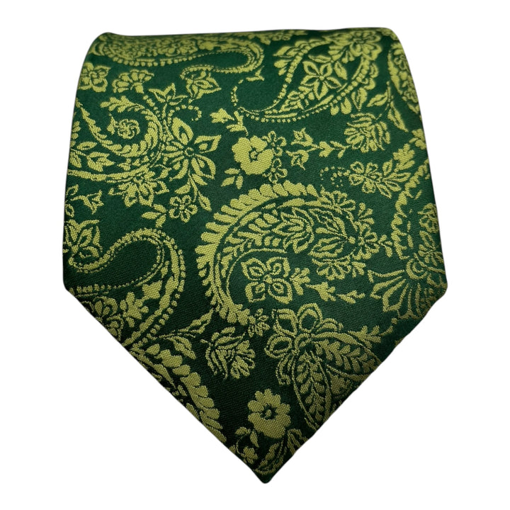 Lime Green Floral Tie and Pocket Square