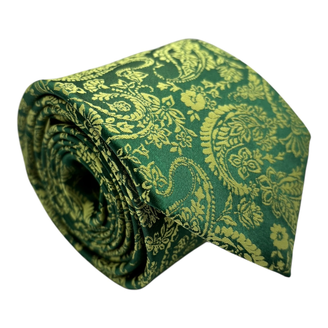 Lime Green Floral Tie and Pocket Square
