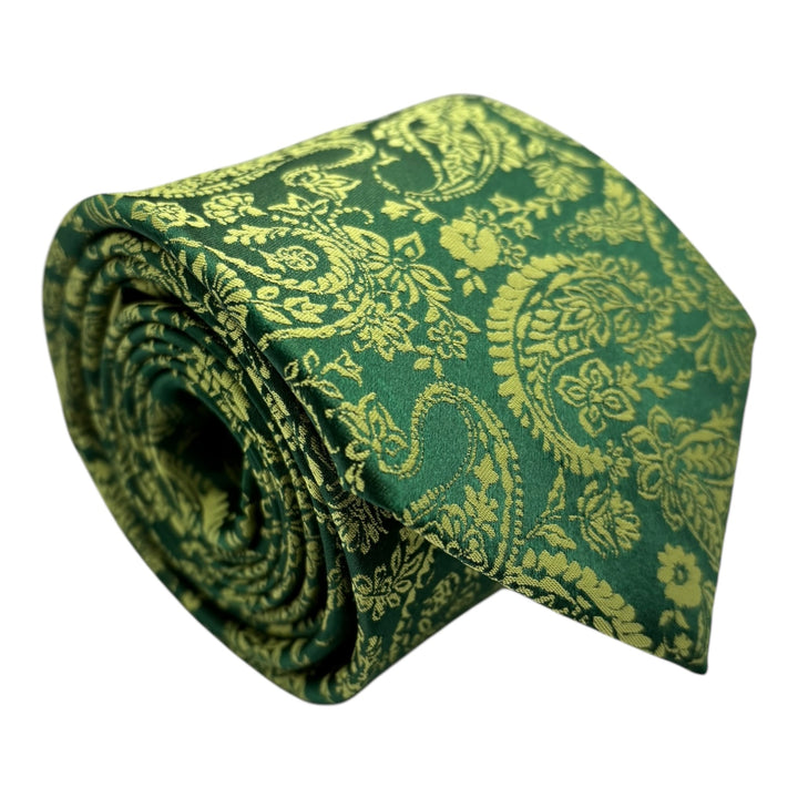 Lime Green Floral Tie and Pocket Square