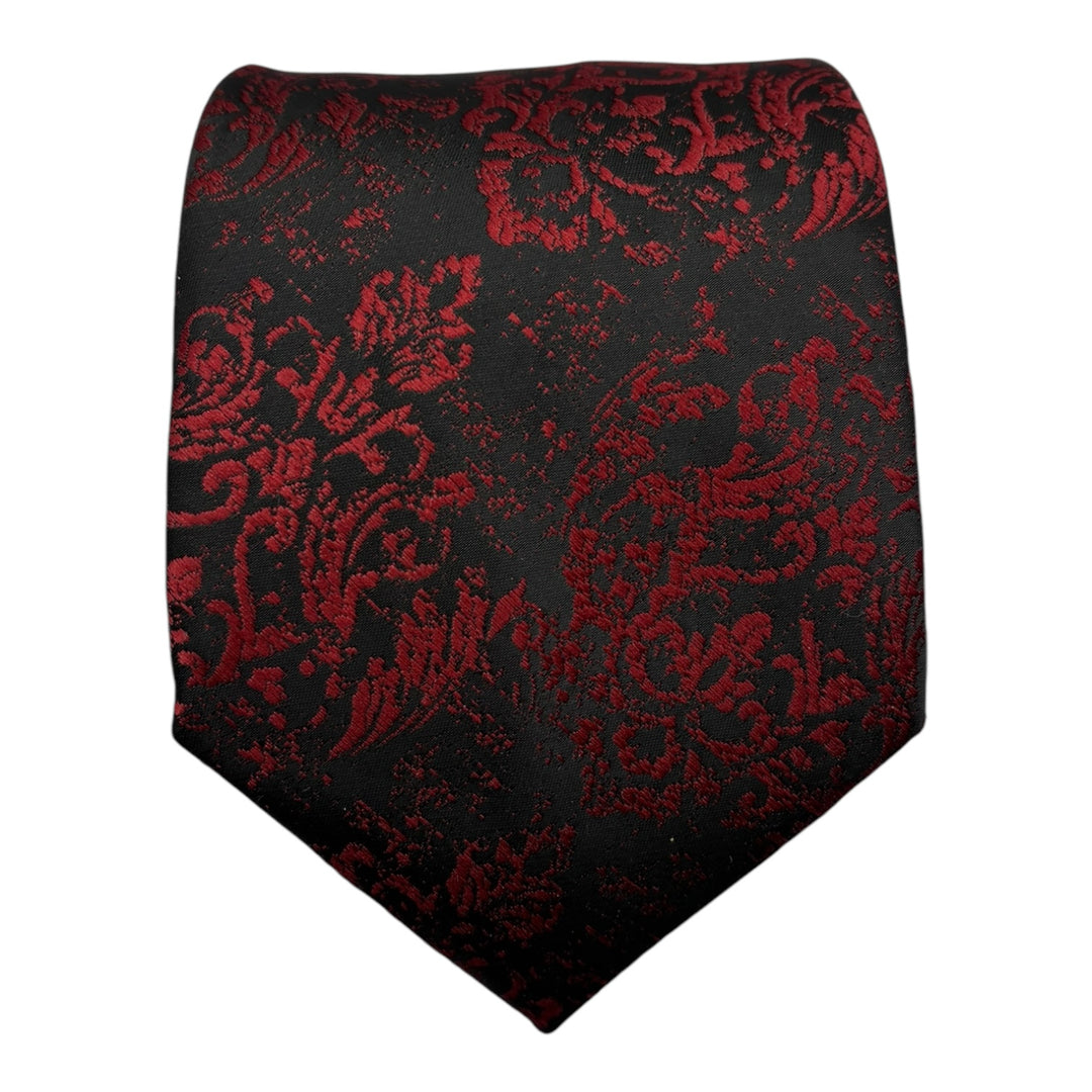 Dark Wine Floral Tie and Pocket Square