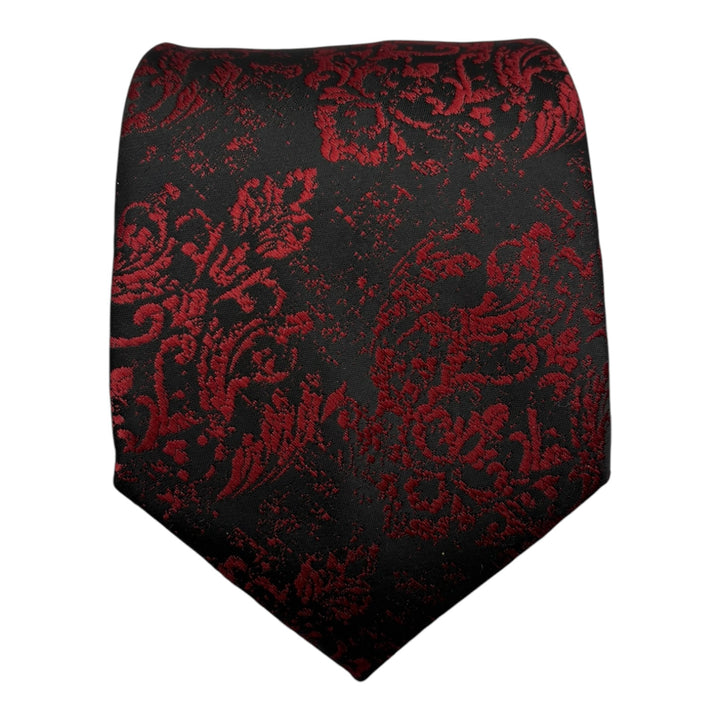 Dark Wine Floral Tie and Pocket Square