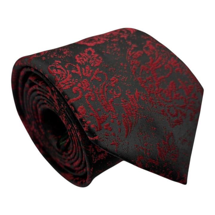 Dark Wine Floral Tie and Pocket Square
