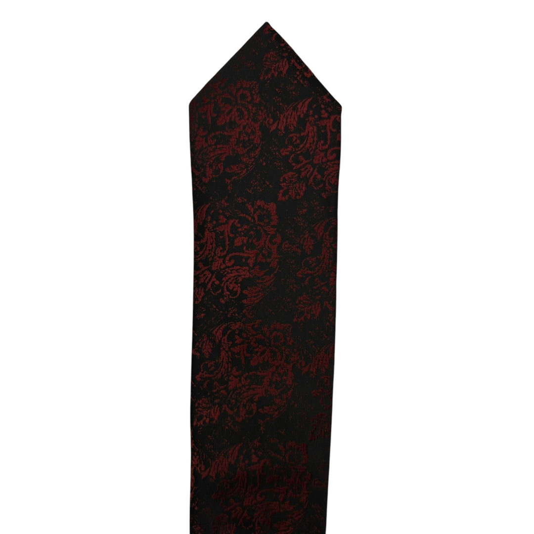 Dark Wine Floral Tie and Pocket Square
