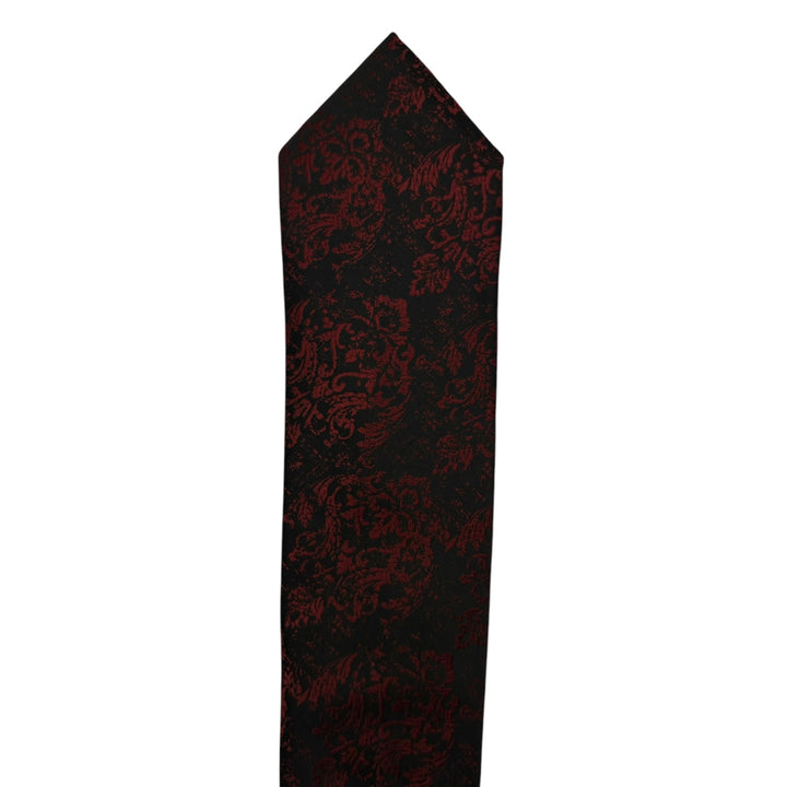 Dark Wine Floral Tie and Pocket Square