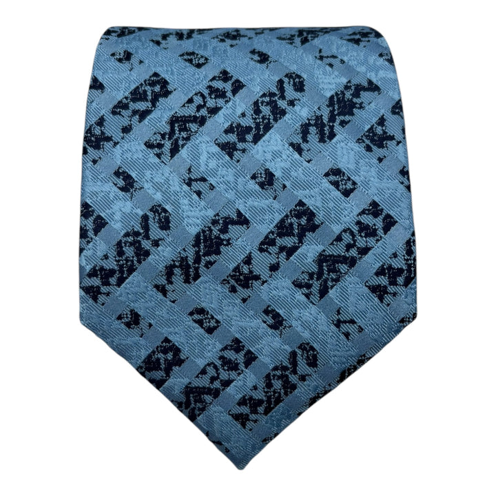 Sky Blue Navy ZigZag Tie and Pocket Square