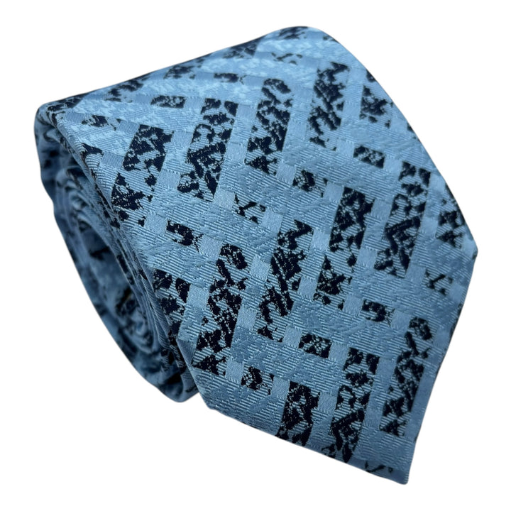 Sky Blue Navy ZigZag Tie and Pocket Square