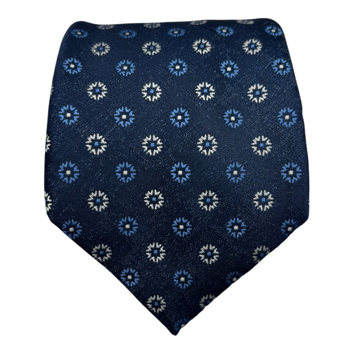 Navy Circle Print Tie and Pocket Square
