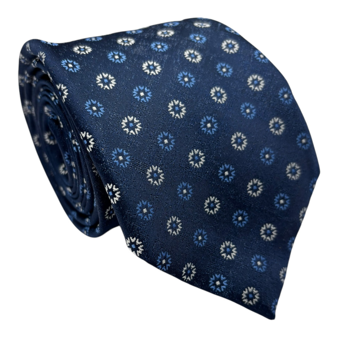 Navy Circle Print Tie and Pocket Square