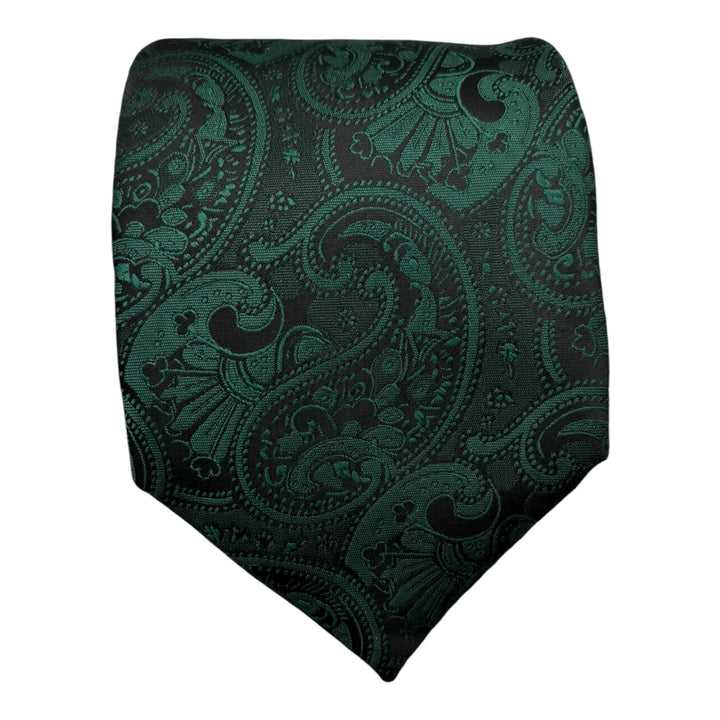 Forest Green Tonal Paisley Tie and Pocket Square