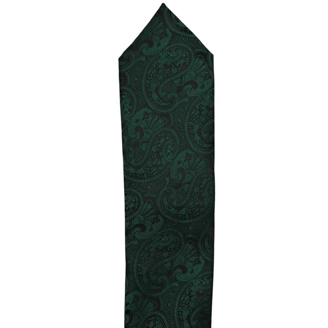 Forest Green Tonal Paisley Tie and Pocket Square