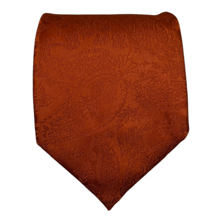Orange Tonal Paisley Tie and Pocket Square