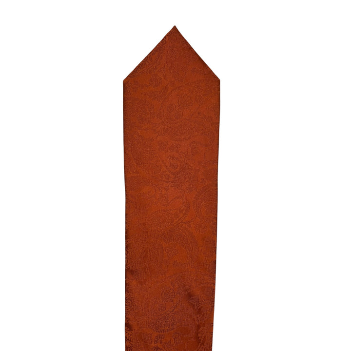 Orange Tonal Paisley Tie and Pocket Square