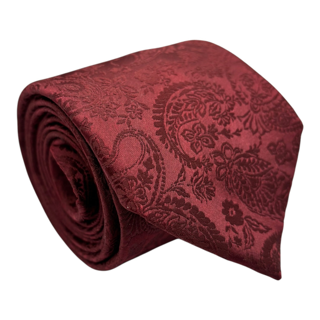 Wine Tonal Paisley Tie and Pocket Square