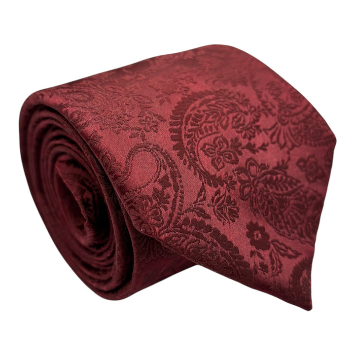 Wine Tonal Paisley Tie and Pocket Square